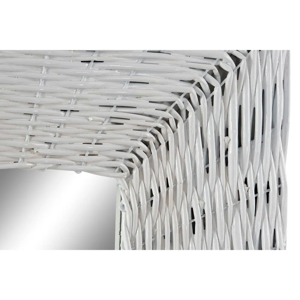 Oglindă de perete DKD Home Decor Geam MDF Alb răchită Cottage (87 x 147 x 4 cm) (87 x 4 x 147 cm)