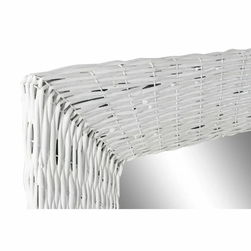 Oglindă de perete DKD Home Decor Geam MDF Alb răchită Cottage (87 x 147 x 4 cm) (87 x 4 x 147 cm)