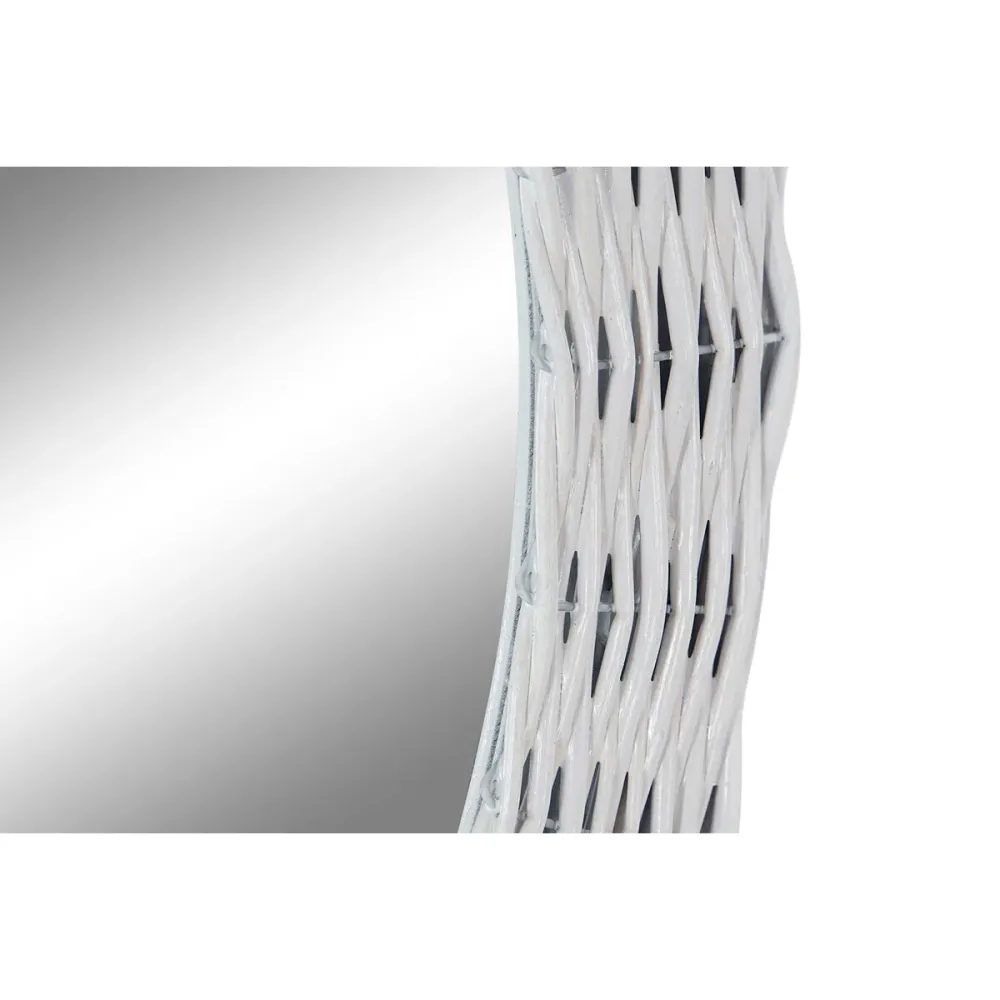 Oglindă de perete DKD Home Decor Geam MDF Alb răchită Cottage (63 x 4 x 63 cm) (63 x 63 x 4 cm)