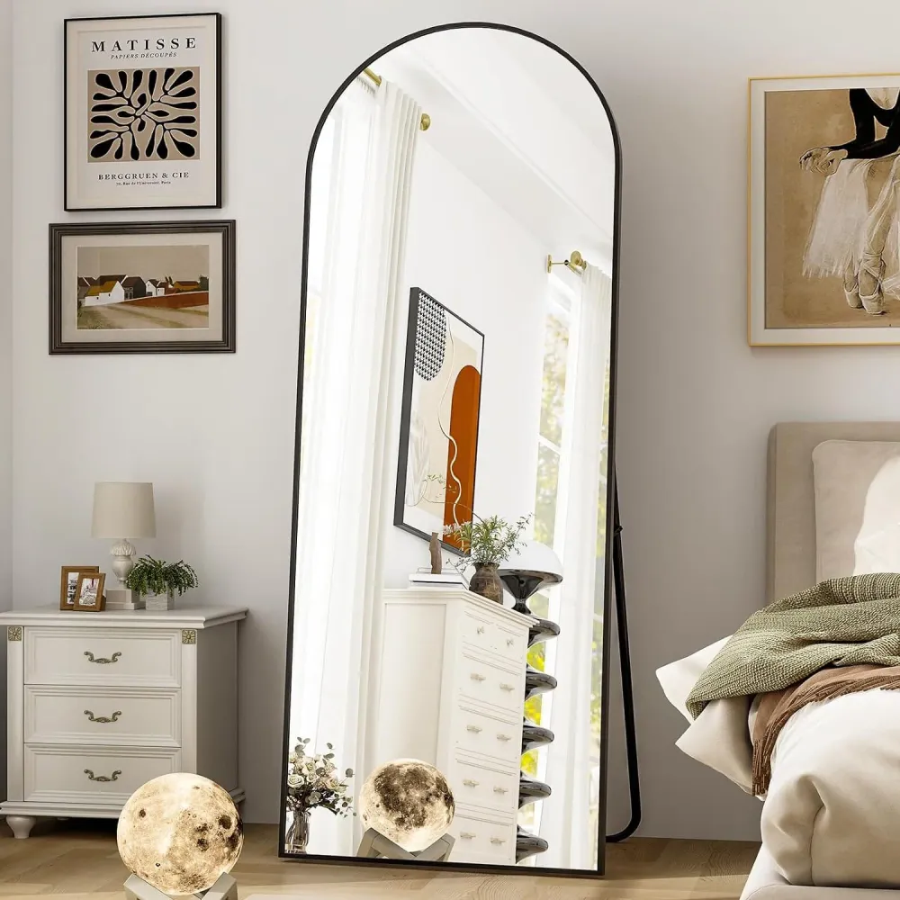 Oglinda Elindor® Cadru din Aluminiu, 150x40 Cm, Design Arcada, Modern, Montaj pe Perete sau Podea, Ideala pentru Dormitor,...