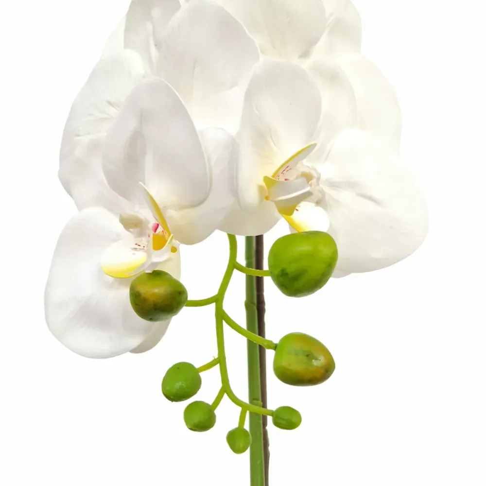 Orhidee cu aspect natural ghiveci ceramic, 46 cm, Naimeed D5820, Alb