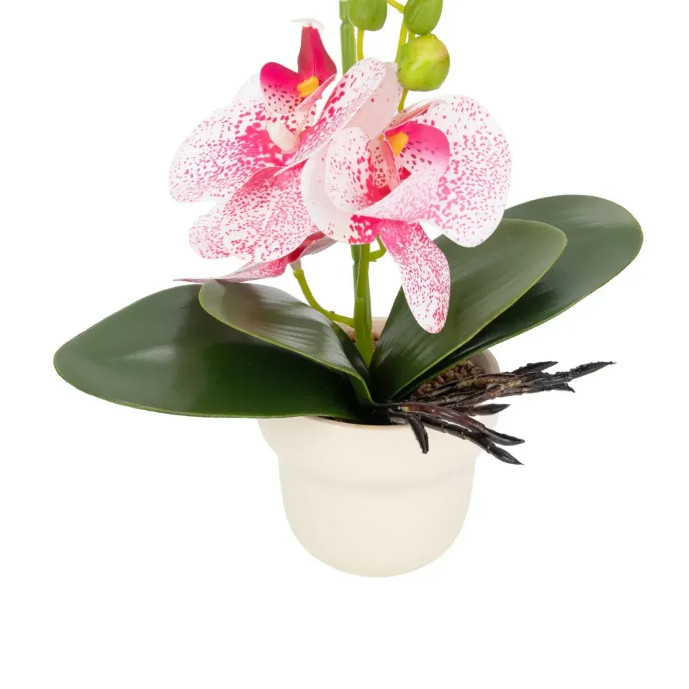 Orhidee cu aspect natural ghiveci ceramic, 49 cm, Naimeed D6898, Roz/Alb