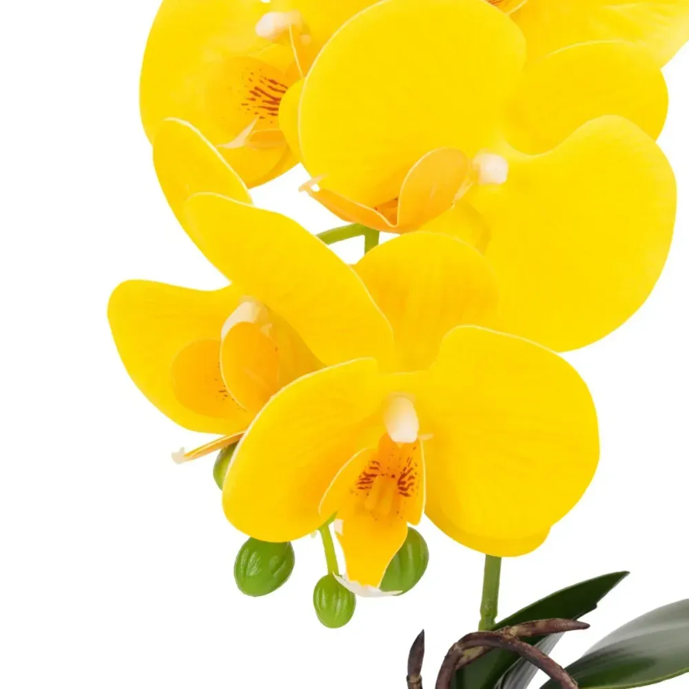Orhidee cu aspect natural ghiveci ceramic, 40 cm, Naimeed D6890, Galben