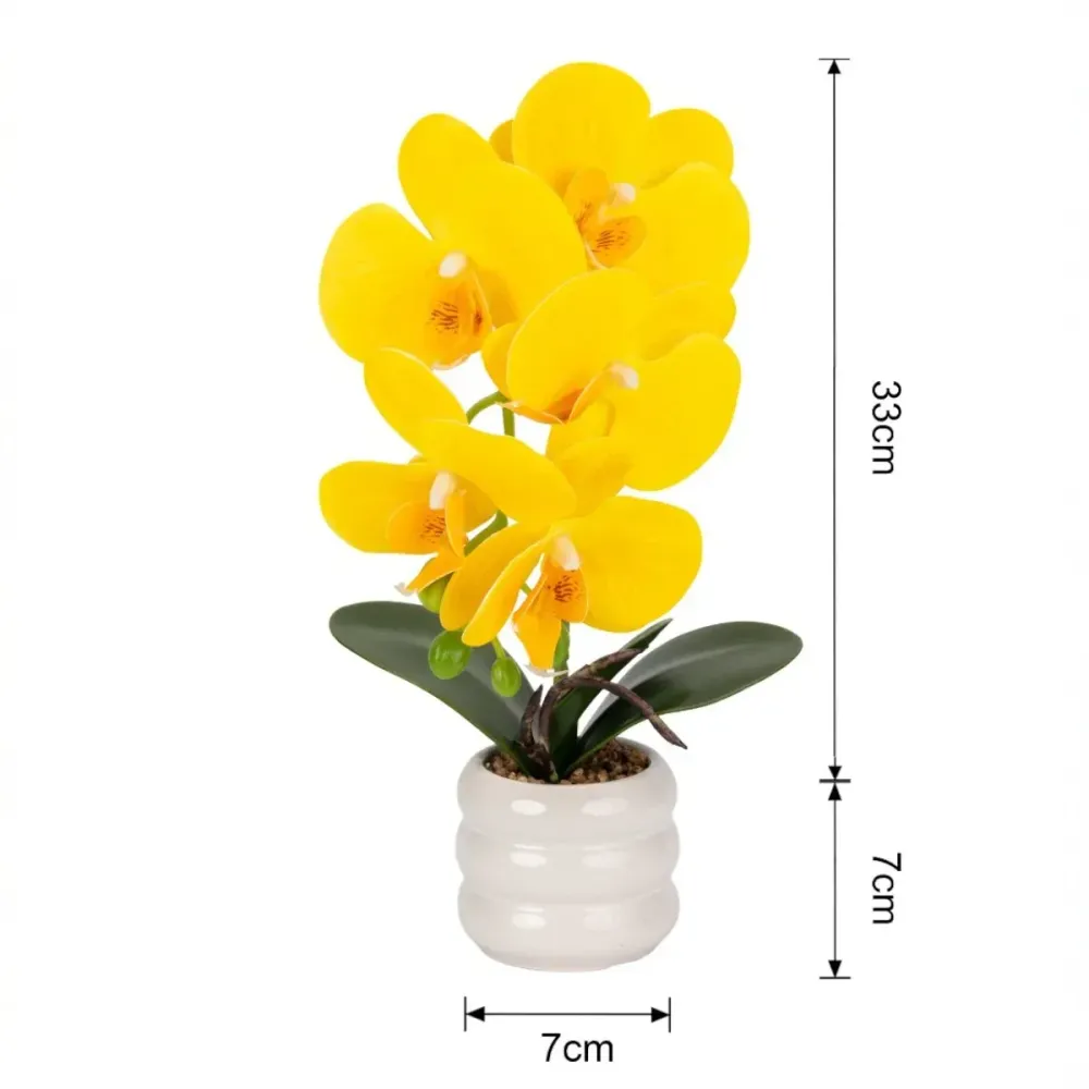 Orhidee cu aspect natural ghiveci ceramic, 40 cm, Naimeed D6890, Galben