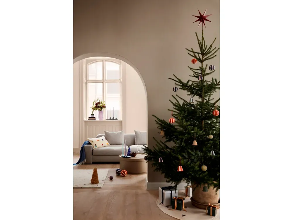 Ornament Bell Stripe Pulp Cotton - Pumkin Orange