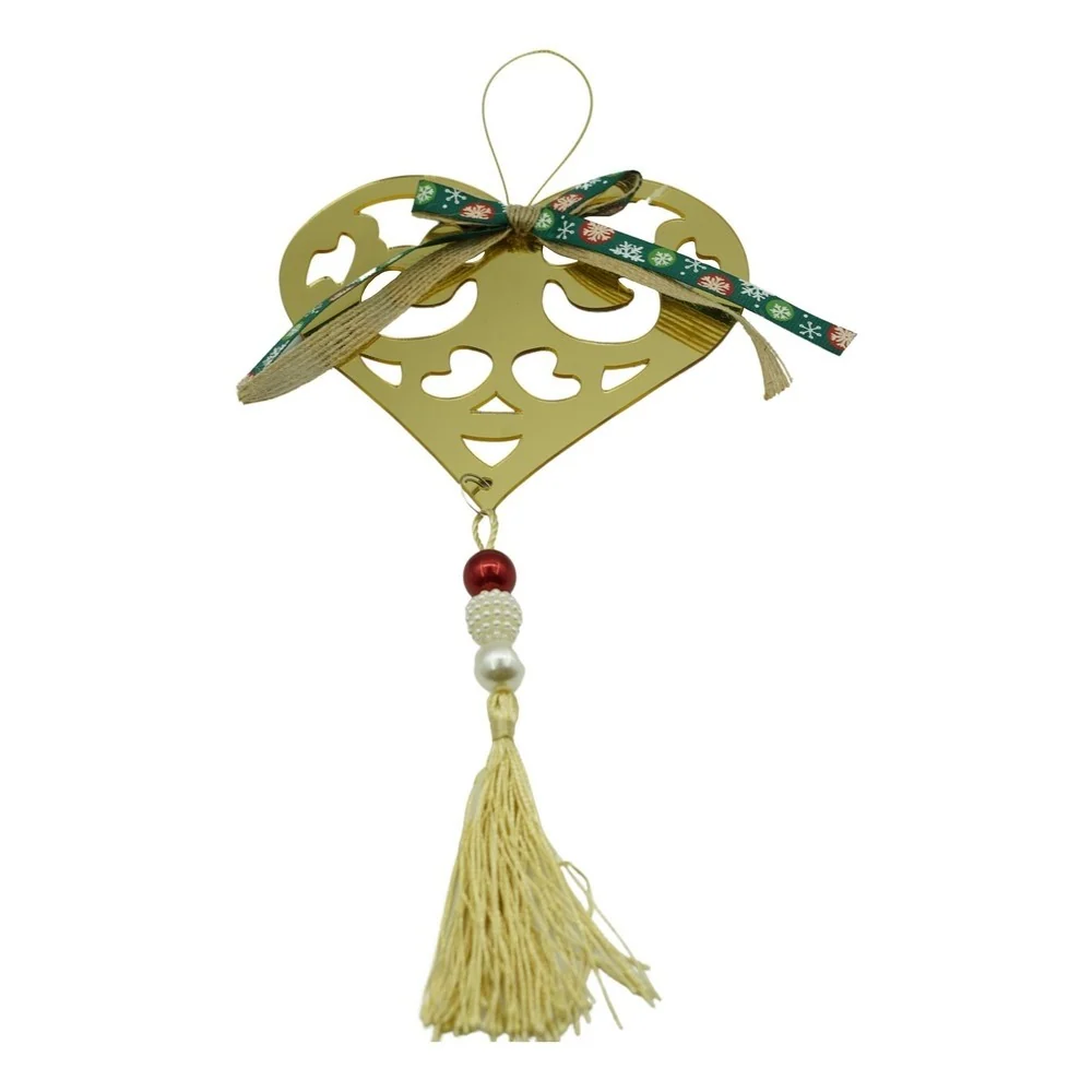 Ornament brad, Vivimall, Inima, Auriu, Lucios, 15*26CM, Acril, Interior/ Exterior