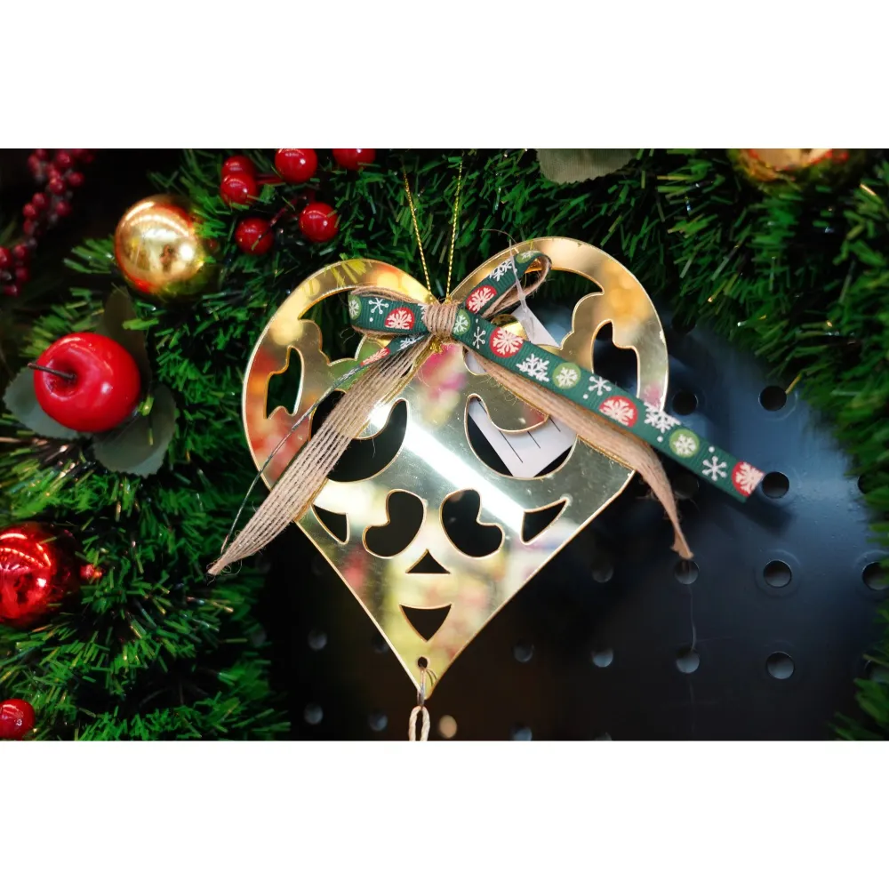 Ornament brad, Vivimall, Inima, Auriu, Lucios, 15*26CM, Acril, Interior/ Exterior