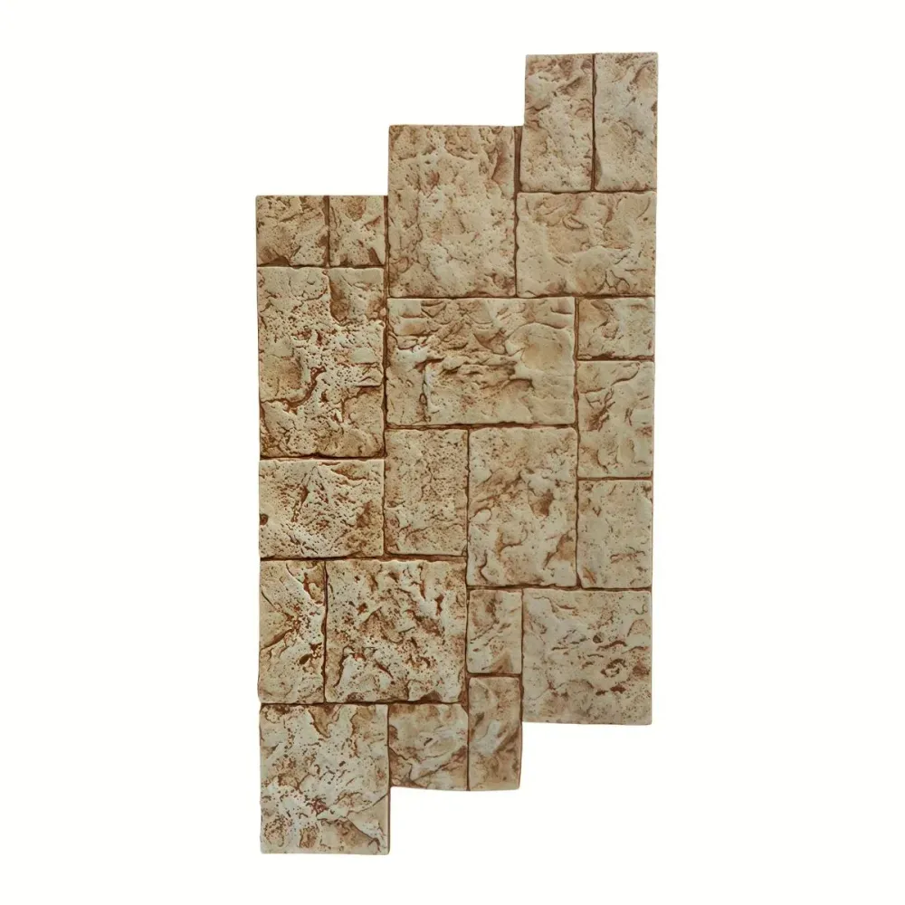 Panou decorativ 3D, efect piatră naturală, ultraușor, Naimeed D7592, pentru interior și exterior, 120x60x3cm, Crem nisipiu