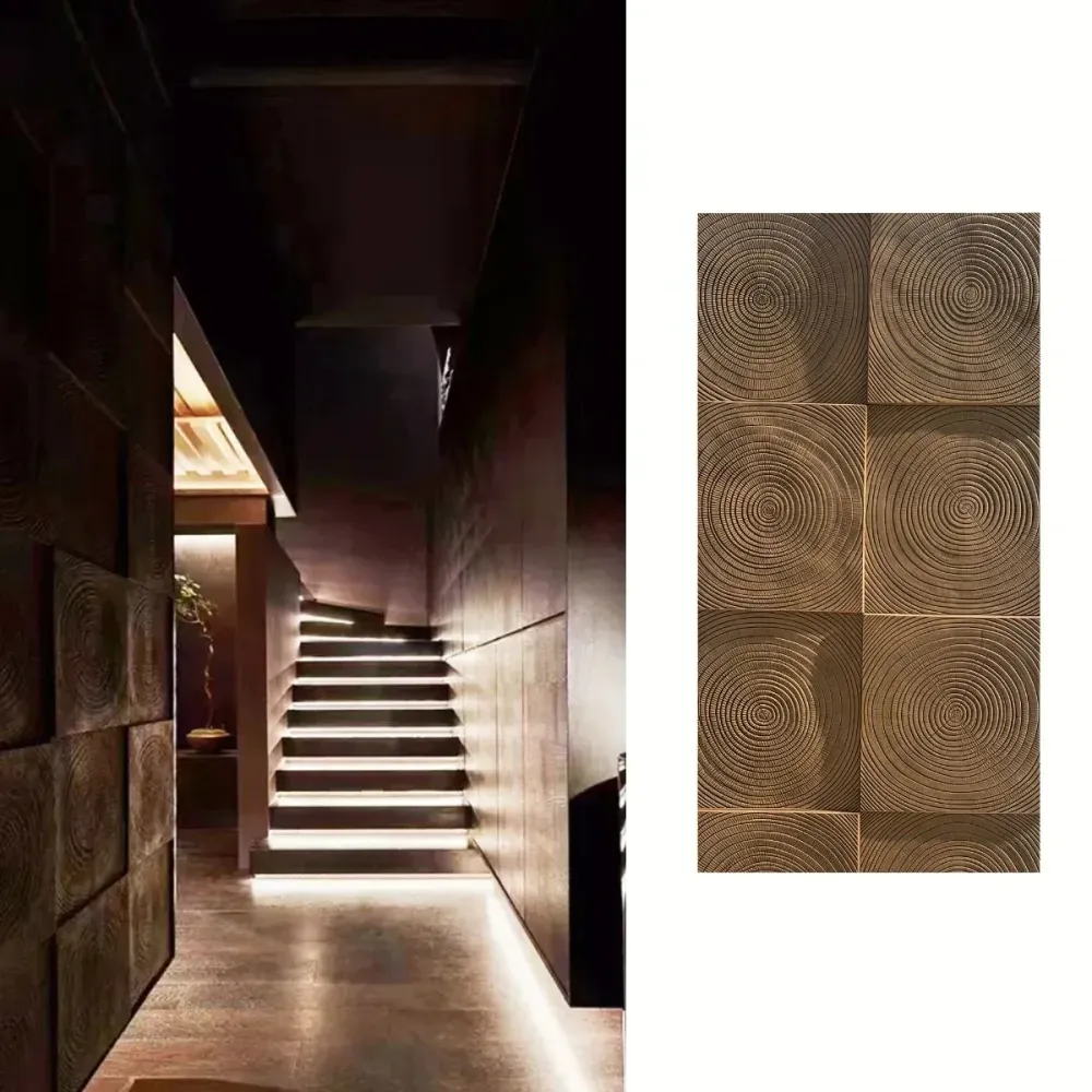 Panou decorativ 3D, imitatie lemn, ultraușor, Naimeed D7603, pentru interior și exterior, 120x60x1cm, Bej