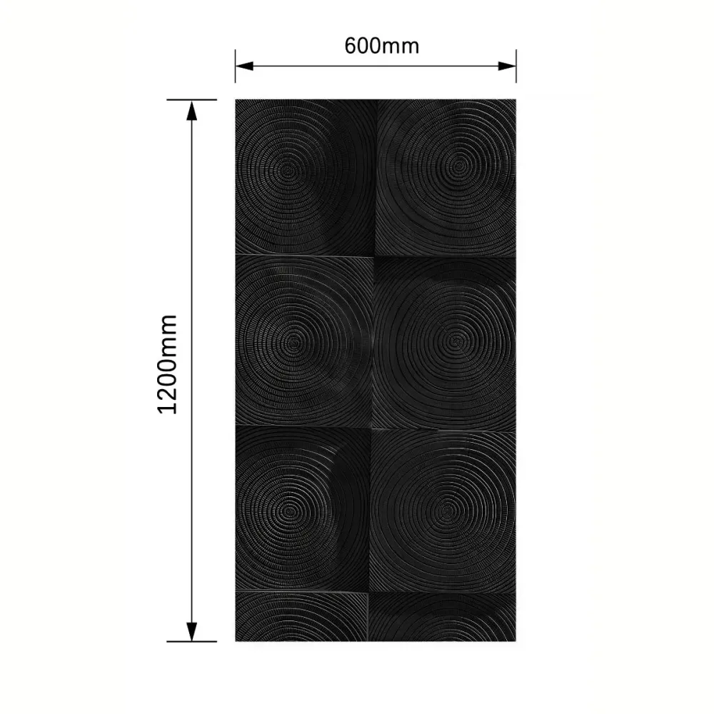 Panou decorativ 3D, imitatie lemn, ultraușor, Naimeed D7590, pentru interior și exterior, 120x60x2cm, Negru