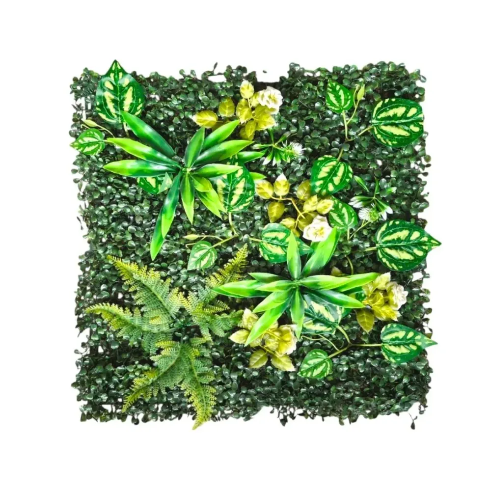 Panou din plante artificiale, cu frunze, Naimeed D7215, Verde, 50X50 cm
