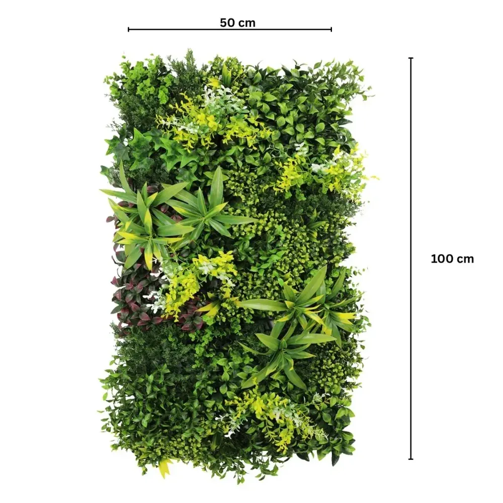 Panou din plante artificiale,cu frunze, Naimeed D7470, Multicolor, 50x100 cm