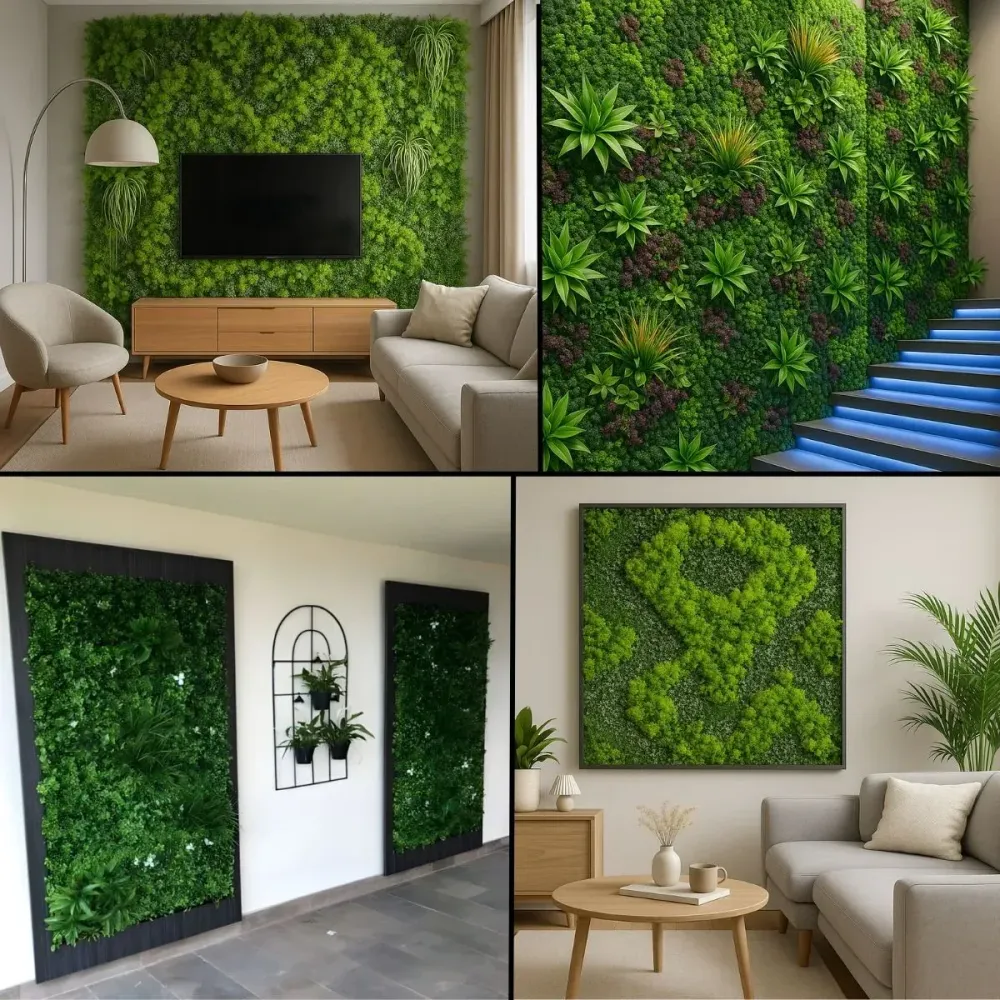 Panou din plante artificiale,cu frunze, Naimeed D7470, Multicolor, 50x100 cm