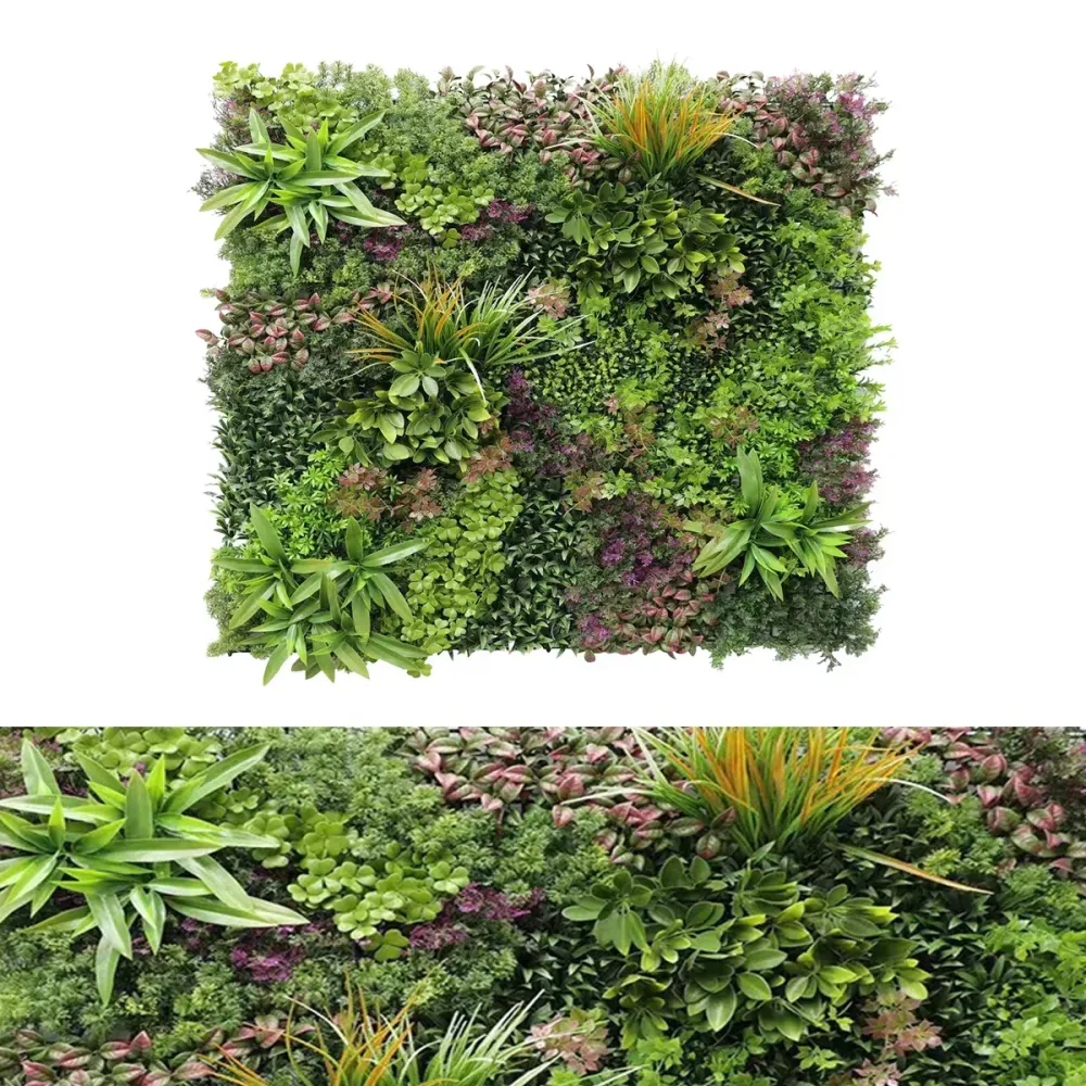 Panou din plante artificiale,cu frunze, Naimeed D7437, Multicolor, 100x100 cm