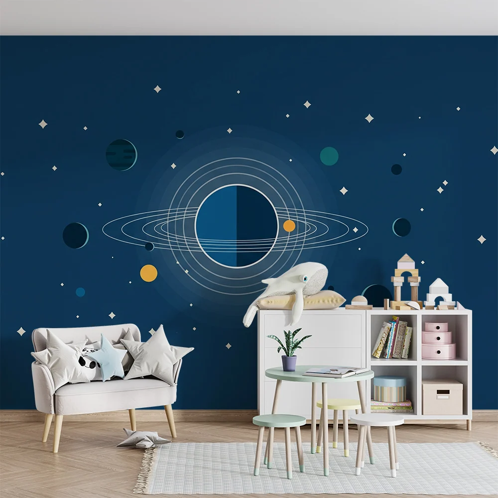 Papel de parede copii | Univers spațial cu planete și stele strălucitoare