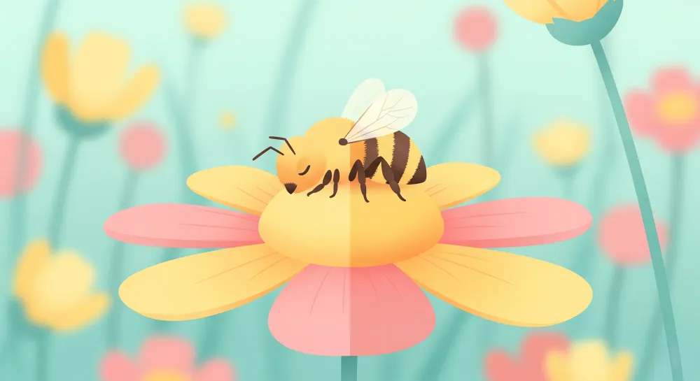 Papel de parede crianç | Abelha feliz em uma flor colorida