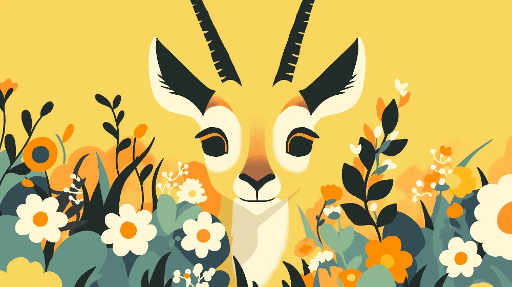 Papel de parede crianç | Antílope com flores coloridas