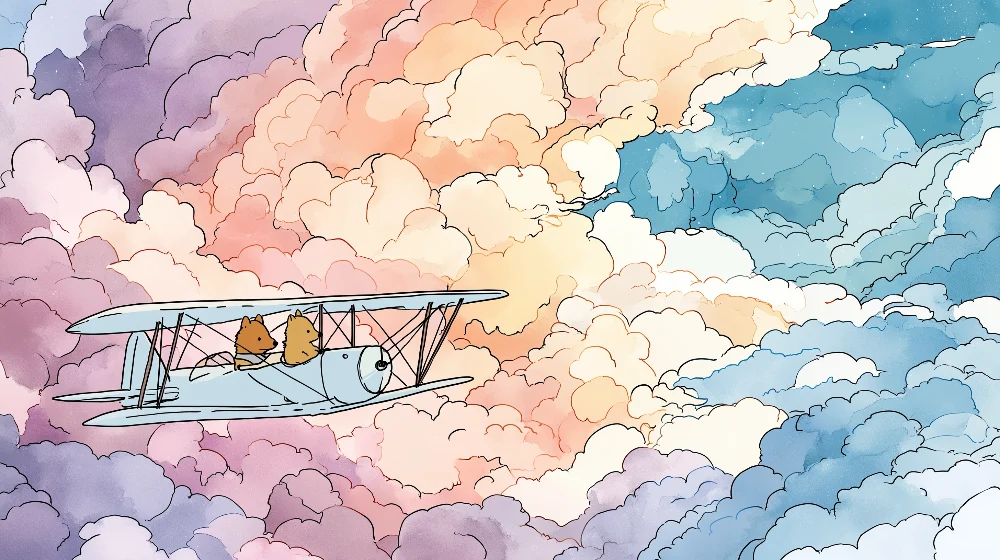 Papel de parede crianç | Aventură în avion în țara norilor
