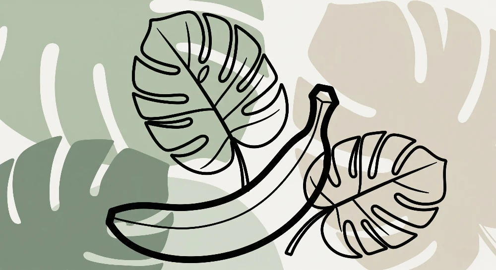 Papel de parede crianç | Banana e folhas exóticas