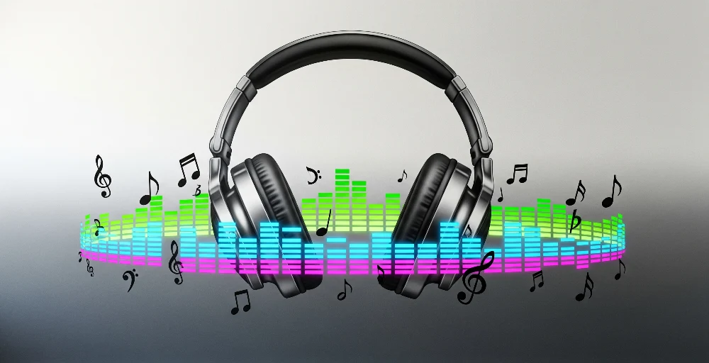Papel de parede crianç | Casti audio și note muzicale colorate