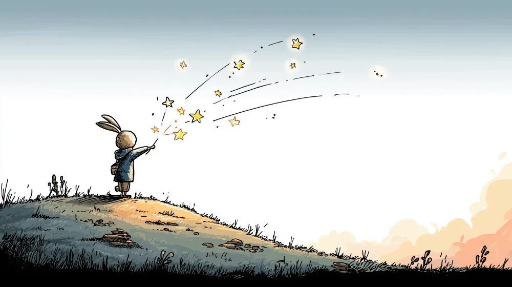 Papel de parede crianç | Coelho mágico e estrelas brilhantes