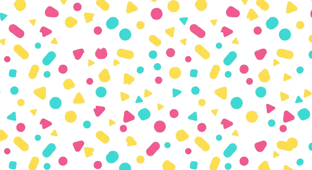 Papel de parede crianç | Desenhos geométricos tricolores em fundo branco