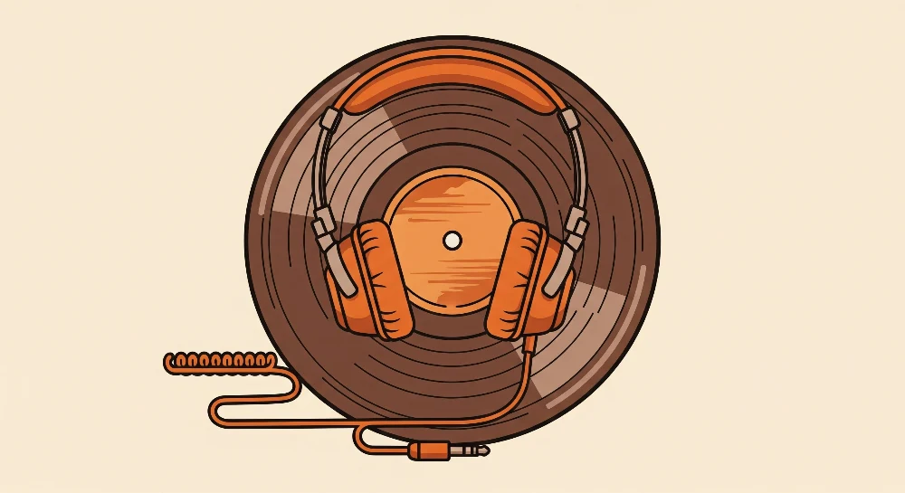 Papel de parede crianç | Disc vinil cu căști colorate