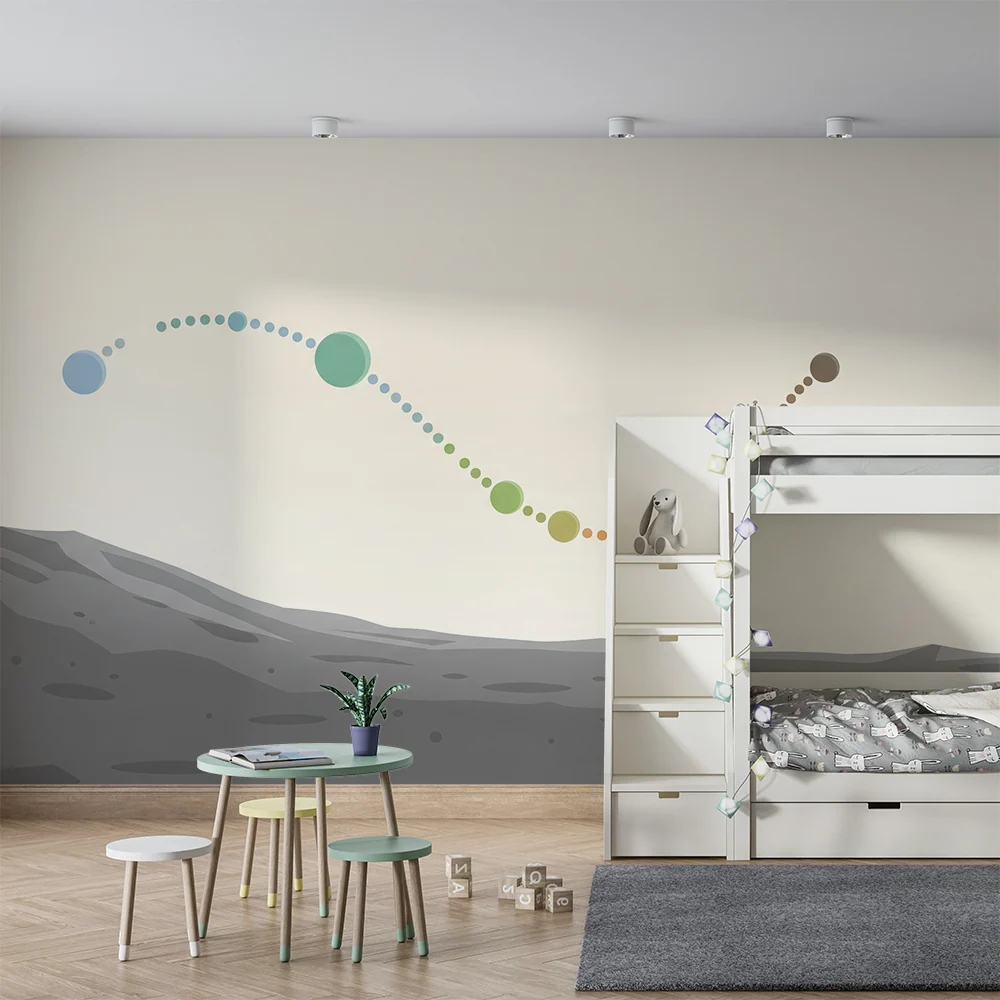Papel de parede crianç | Explorare spațială cu planete colorate