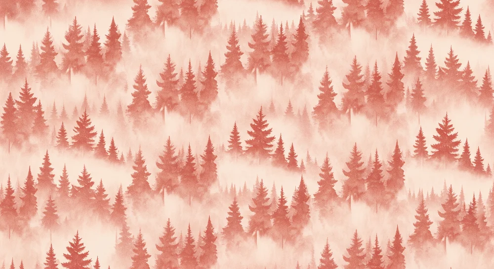 Papel de parede crianç | Floresta nevoeiro em tons de terracota