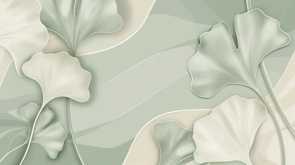 Papel de parede crianç | Folhas de ginkgo delicadas e tons suaves