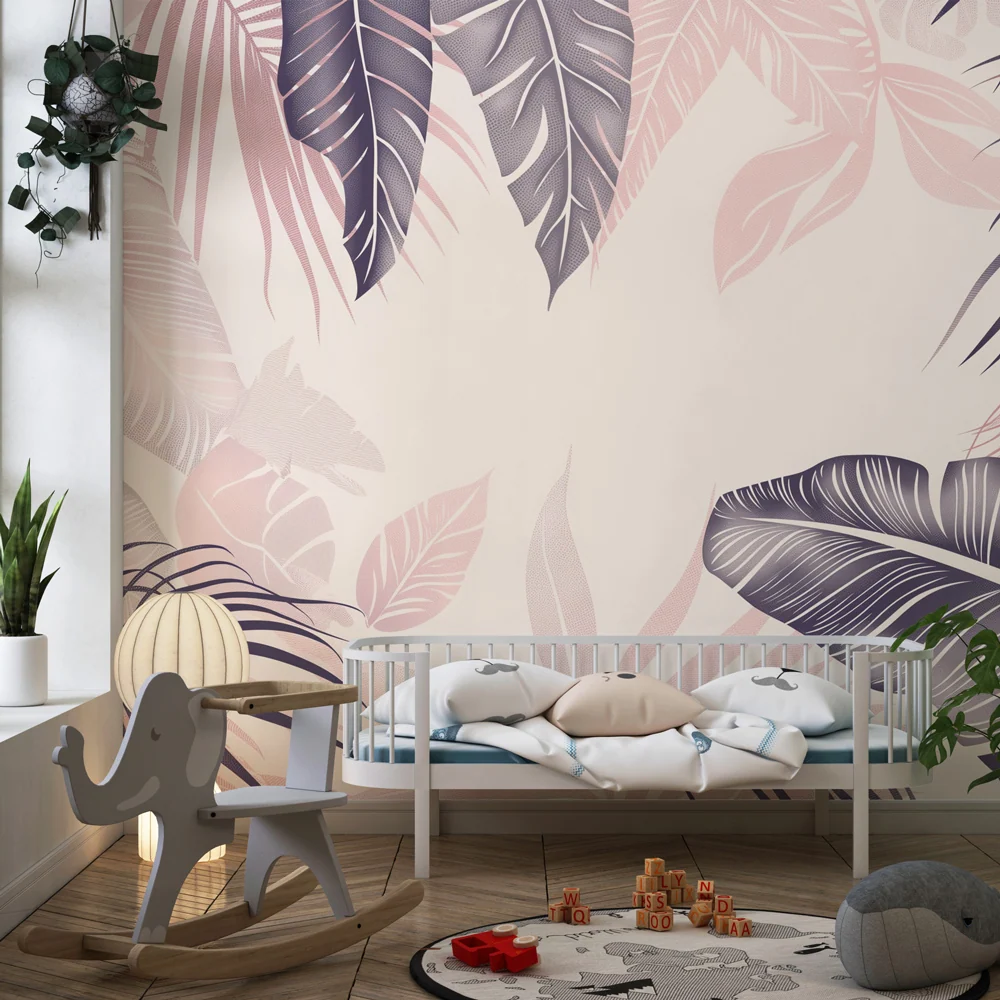 Papel de parede crianç | Folhas tropicais bicolores delicadas