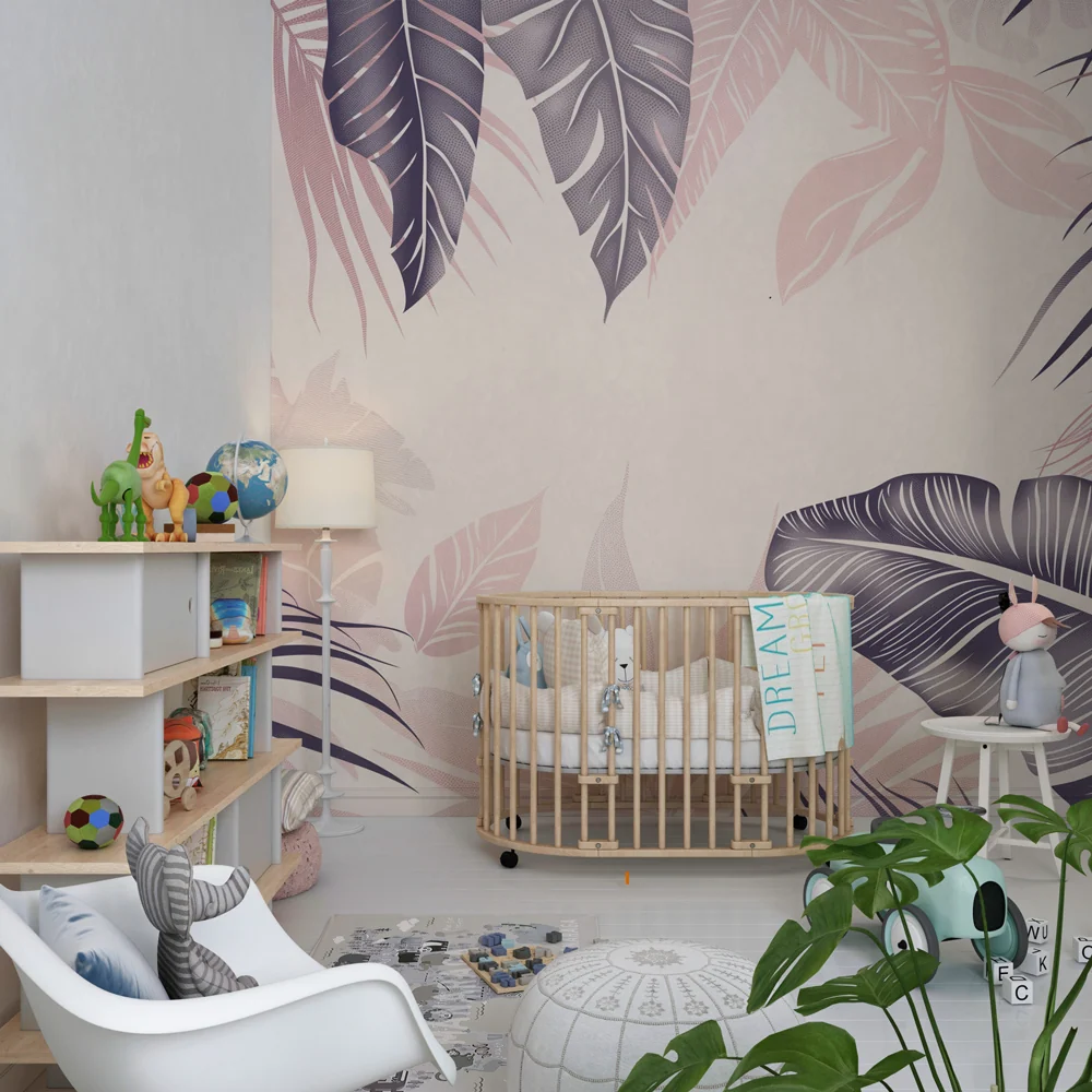 Papel de parede crianç | Folhas tropicais bicolores delicadas