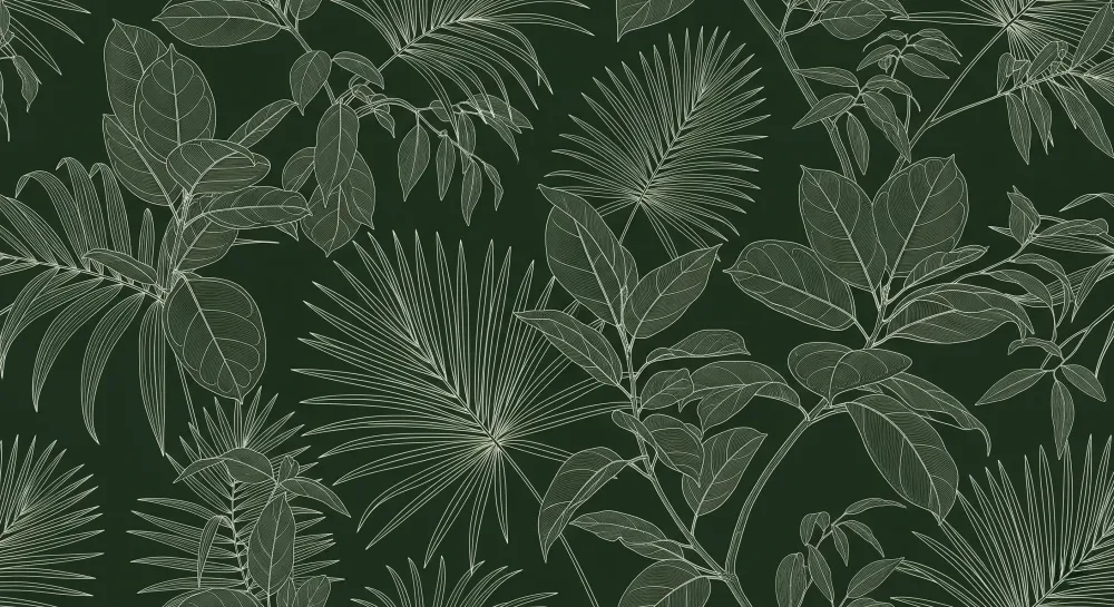 Papel de parede crianç | Folhas tropicais em contornos elegantes
