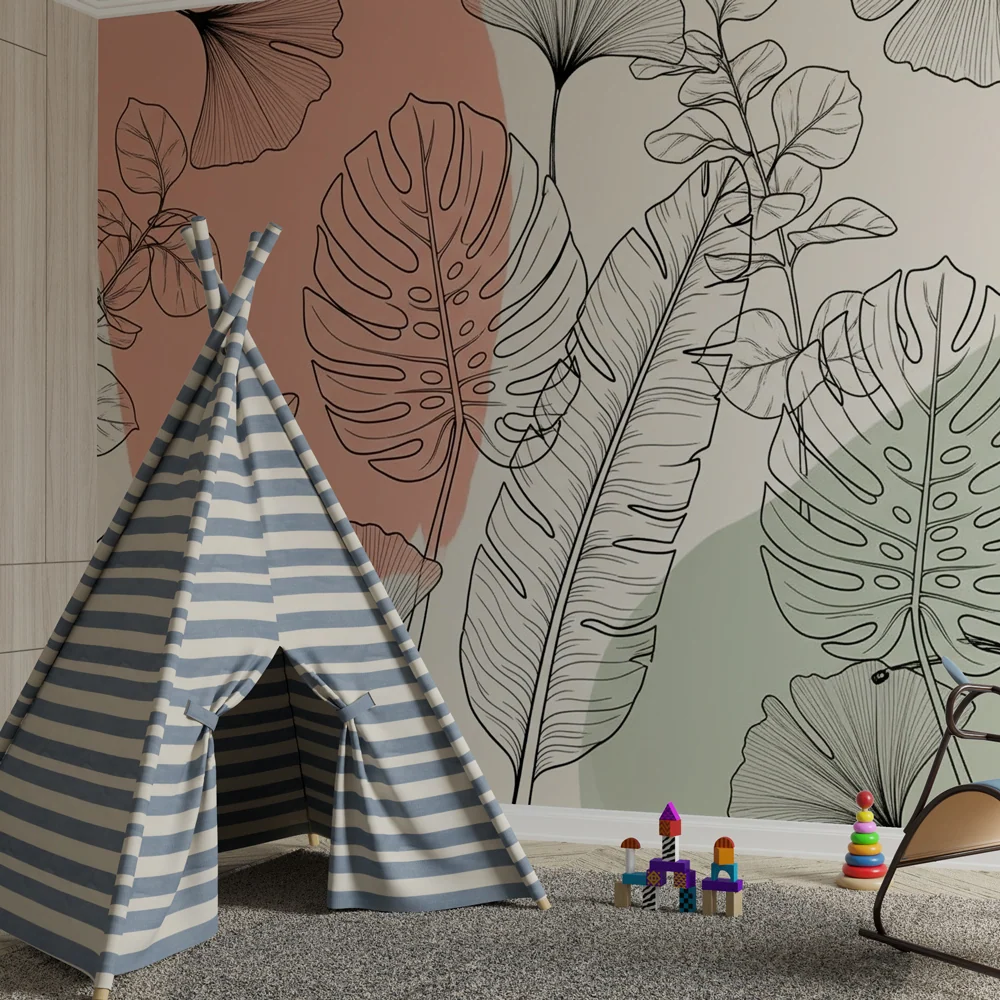 Papel de parede crianç | Foliage delicado e linhas limpas