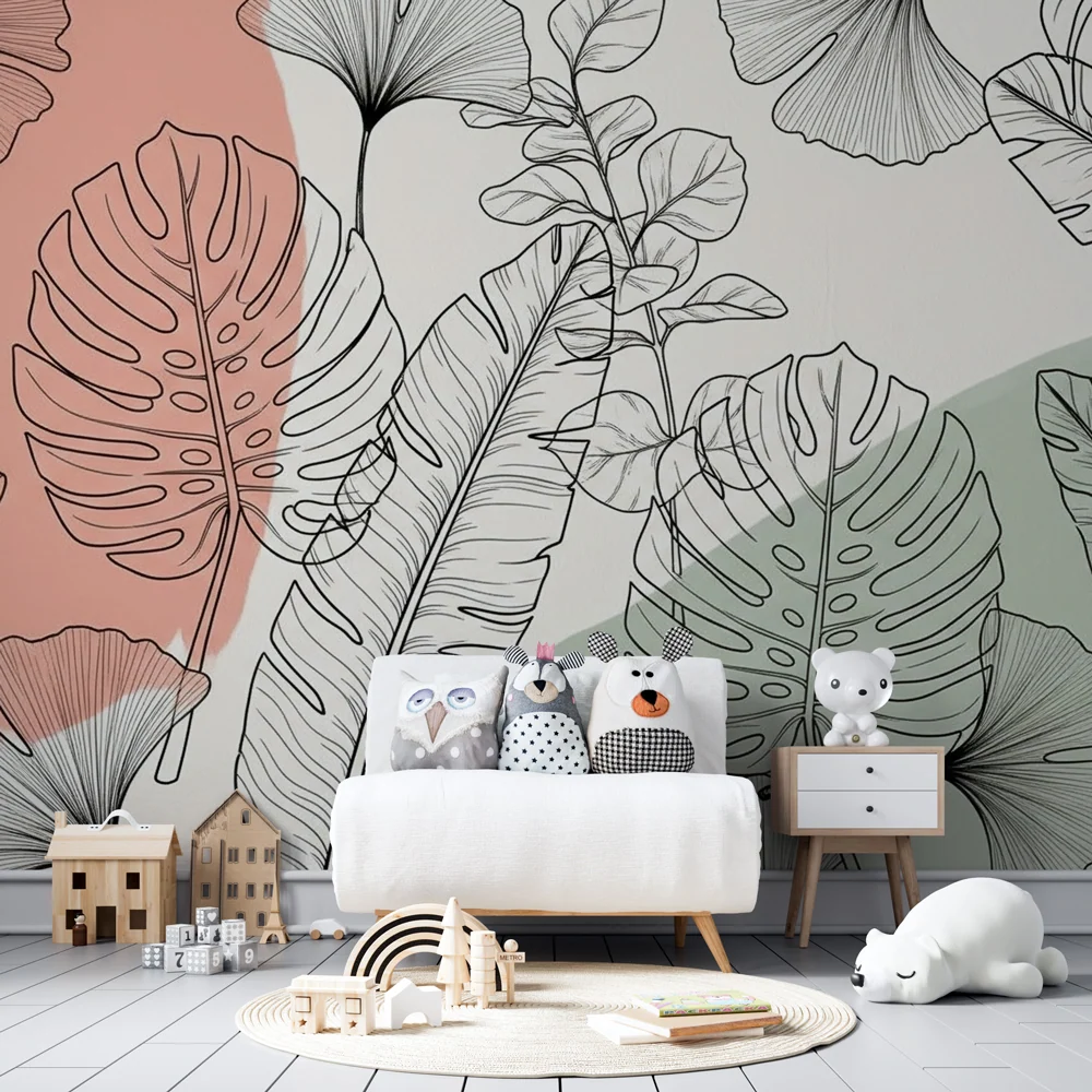 Papel de parede crianç | Foliage delicado e linhas limpas