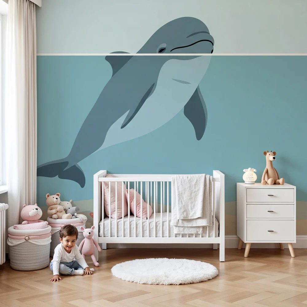 Papel de parede crianç | Golfinho e vida marinha