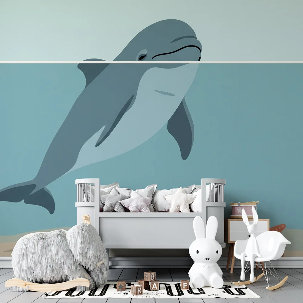 Papel de parede crianç | Golfinho e vida marinha