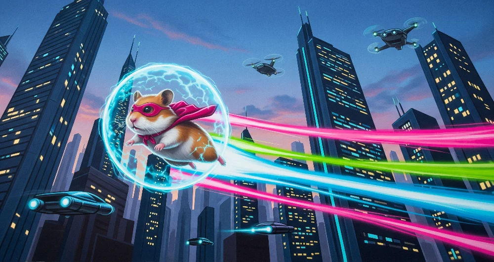 Papel de parede crianç | Hamster super-erou într-un oraș futurist