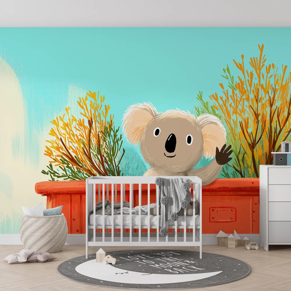 Papel de parede crianç | Koala amigável e floresta colorida