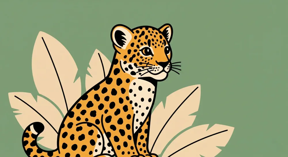 Papel de parede crianç | Leopar stilizat și frunziș tropical