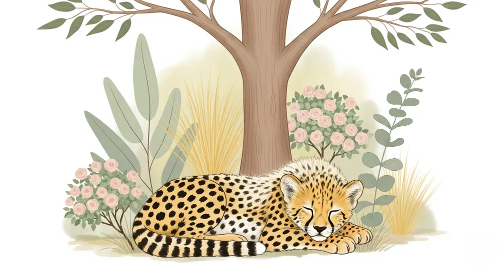 Papel de parede crianç | Leopard adormit în mijlocul unei naturi liniștite