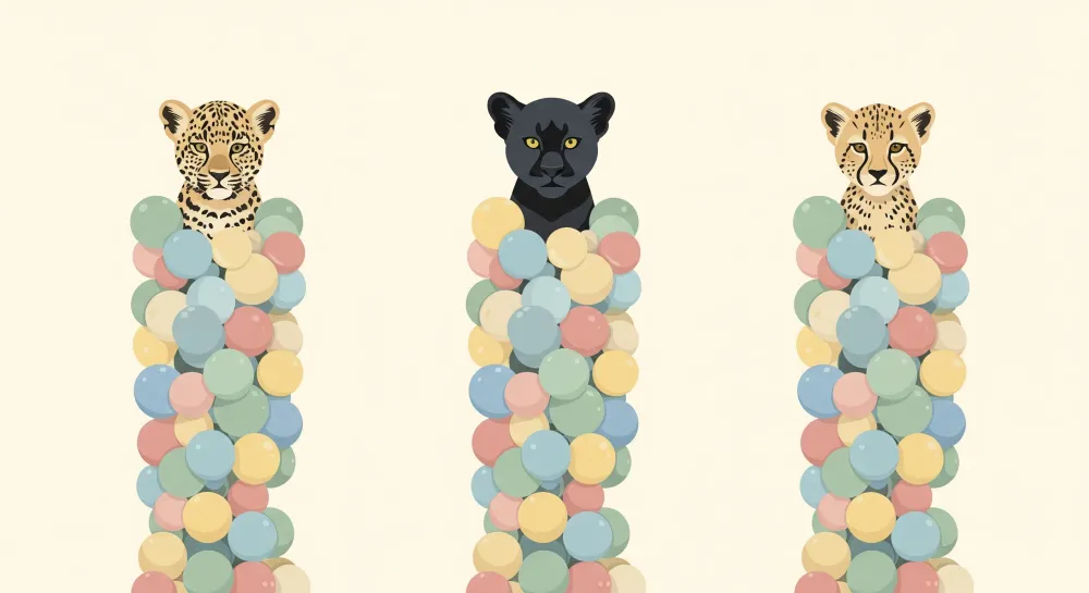 Papel de parede crianç | Leoparzi și bile colorate pentru o atmosferă ludică