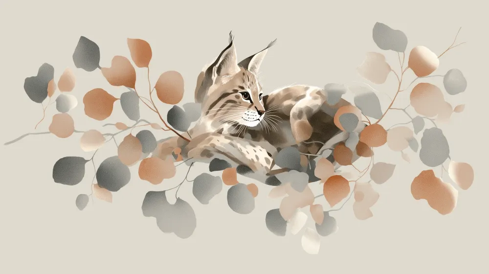Papel de parede crianç | Lynx elegant printre frunze