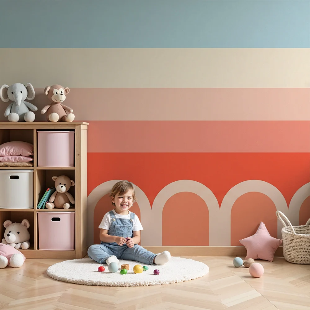 Papel de parede crianç | Padrões geométricos coloridos com tons suaves