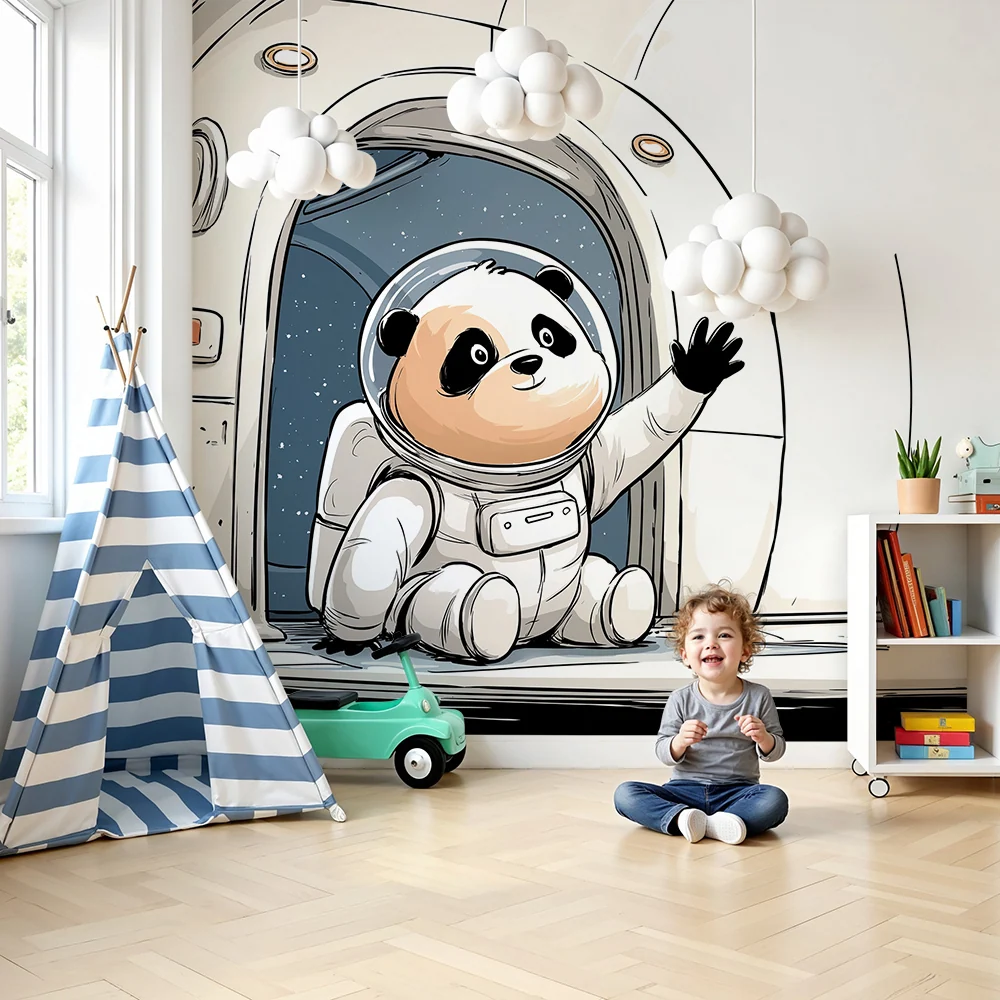 Papel de parede crianç | Panda astronaut în spațiu