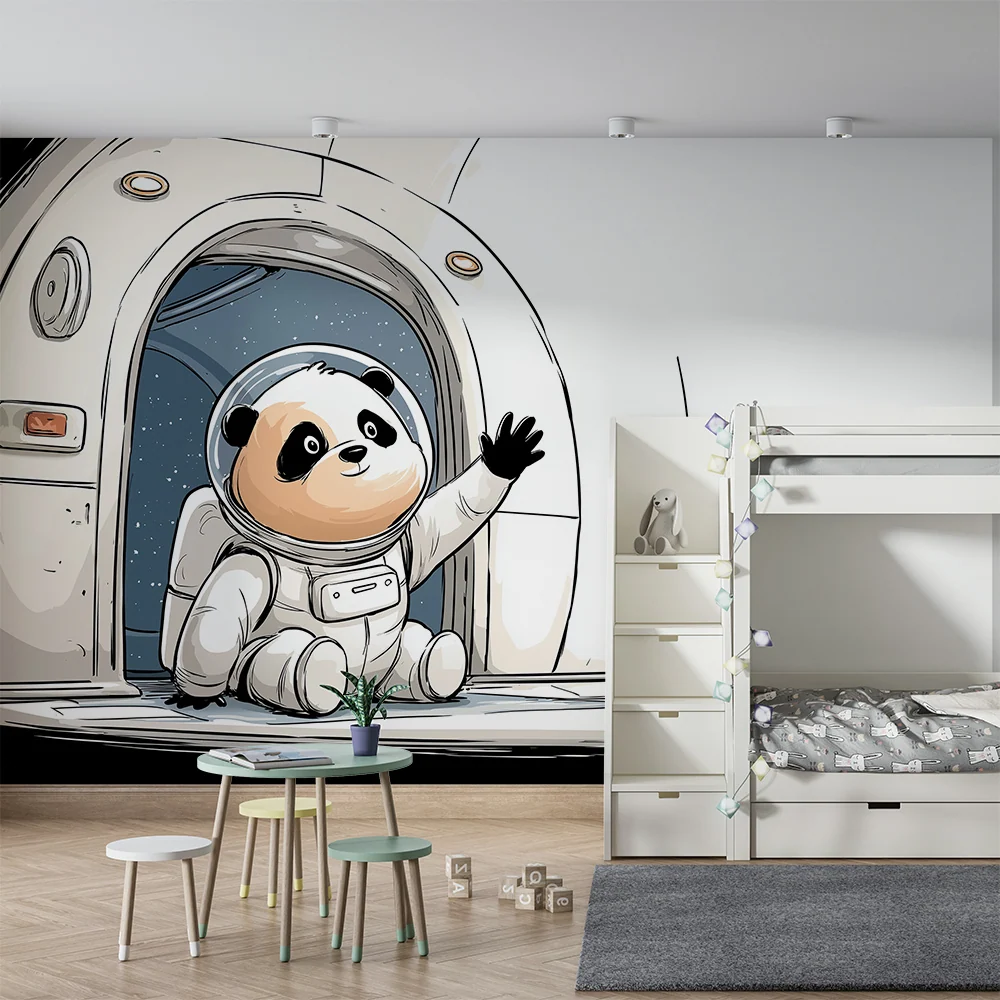 Papel de parede crianç | Panda astronaut în spațiu