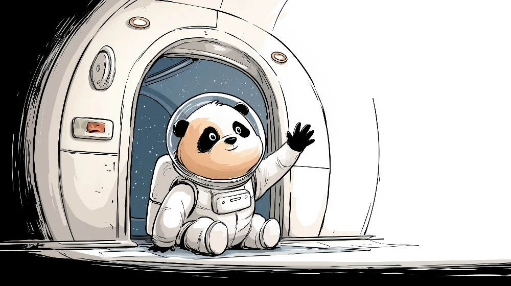 Papel de parede crianç | Panda astronaut în spațiu