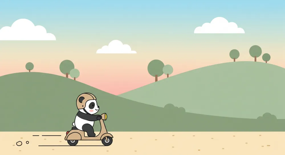 Papel de parede crianç | Panda aventureiro de scooter