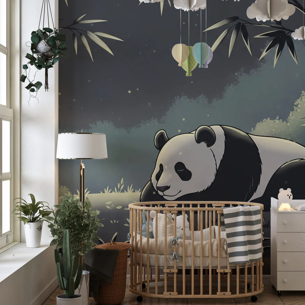 Papel de parede crianç | Panda pacific în pădurea de bambus
