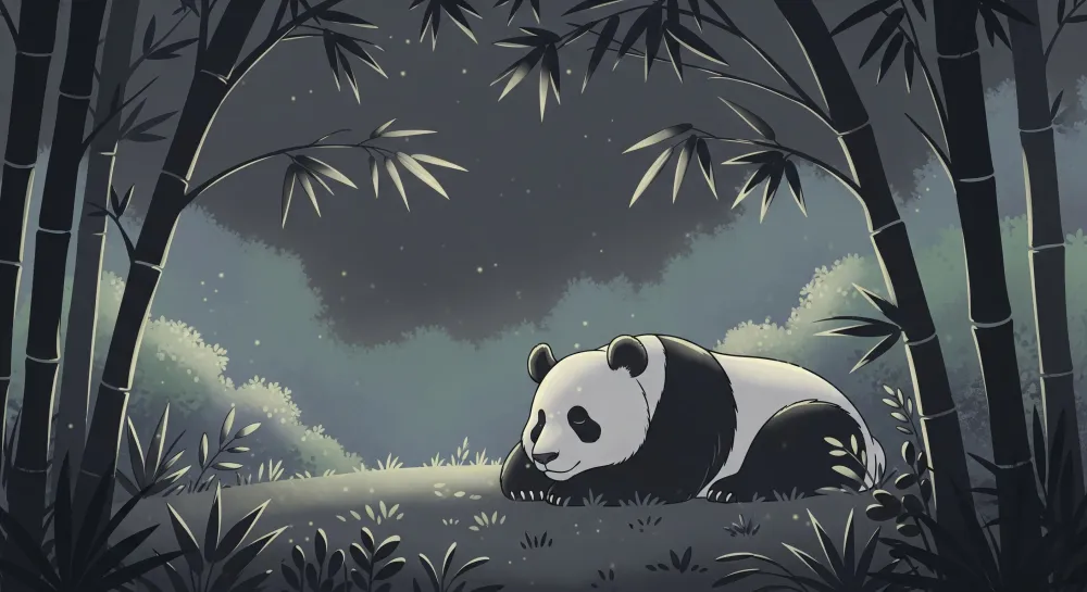 Papel de parede crianç | Panda pacific în pădurea de bambus